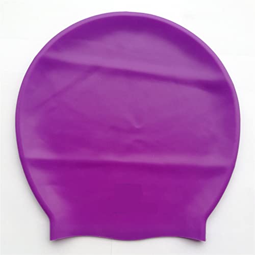 Badekappe Silikon Extra große Schwimmkappe for Lange Haare wasserdichte Schwimmkappen for Frauen Männer Damen Tauchhaube Hut locker Schwimmkappe (Color : Purple, Size : X-Large) von MKLHAVB