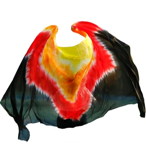 MKLHAVB Bauchtanz Seidenschleier Bauchtanzschleier Seidenschleier Handgefertigte Allmähliche Farbschleier für Halloween Karneval Auftritte(Color 03,XL-270cm-114cm) von MKLHAVB