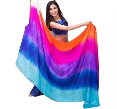 MKLHAVB Bauchtanz Seidenschleier Rainbow Gradent Damen Bauchtanz Seidenschleier Bauchtanz Zubehör 250 cm 270 cm für Halloween Karneval Auftritte(Color 02,270x114cm) von MKLHAVB