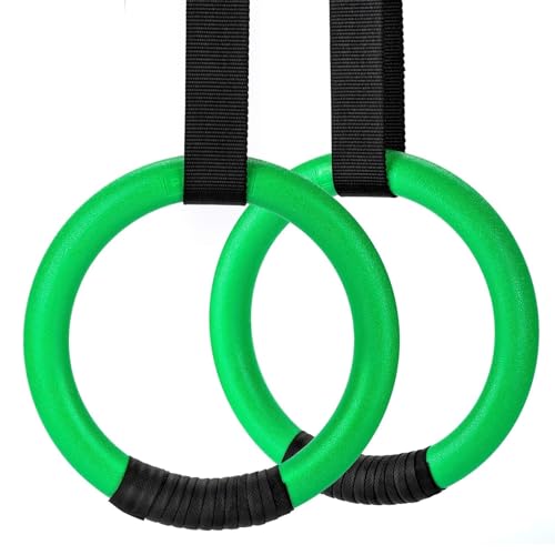 MKLHAVB Turnringe Gymnastikringe, 1100 lbs Kapazität mit 14,76 Fuß verstellbaren Schnallenriemen, Klimmzug-Übungsringe, rutschfeste Ringe for Zuhause Gymnastikringe(Green) von MKLHAVB