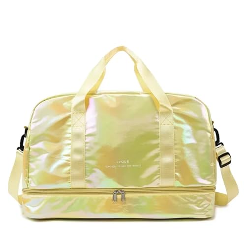 Reisetasche Reisetaschen mit großer Kapazität, wasserdichte Tragetasche, Reisetasche for Damen, Damen-Yoga-Fitness-Taschen mit Schuhfach Sporttasche(Yellow) von MKLHAVB