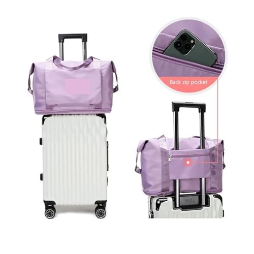 Reisetasche wasserdichte Gepäcktasche mit großer Kapazität, erweiterbar, faltbar, Reisetasche, Trocken- und Nasstrennung, tragbares Paket for Sport und Fitnessstudio Sporttasche(Pink) von MKLHAVB