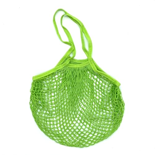 Tragbare Baumwoll-Netztasche 3 stücke Tragbare Wiederverwendbare Lebensmittel Taschen for Obst Gemüse Lagerung Tasche Baumwolle Mesh String Handtasche Langen Griff Net Tote Gemüsetasche aus Netz(Green von MKLHAVB