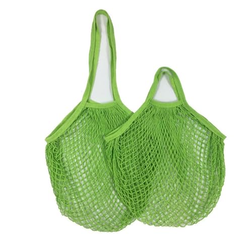 Tragbare Baumwoll-Netztasche Tragbare waschbare Baumwoll-Mesh-String-Handtasche mit kurzem Griff, Netztasche, wiederverwendbare Einkaufstüten, Obst- und Gemüsebeutel Gemüsetasche aus Netz(Green) von MKLHAVB