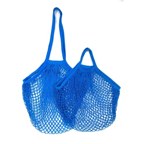Tragbare Baumwoll-Netztasche Tragbare wiederverwendbare Einkaufstüten for Obst und Gemüse, Baumwoll-Mesh-String-Organizer, Handtaschengriff, Netz-Einkaufstaschen, Tote Gemüsetasche aus Netz(Blue 07) von MKLHAVB
