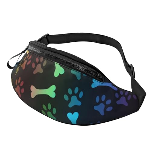 Retrowave Pictures bedruckte Bauchtaschen Hüfttasche mit Kopfhöreranschluss für Männer Frauen – verstellbare Bauchtasche, Regenbogen Hund Katze Pfote, Einheitsgröße Retrowave Pictures bedruckte Bauchtaschen Hüfttasche mit Kopfhöreranschluss für Männer Frauen – verstellbare Bauchtasche, Regenbogen Hund Katze Pfote, Einheitsgröße von MKNAZ