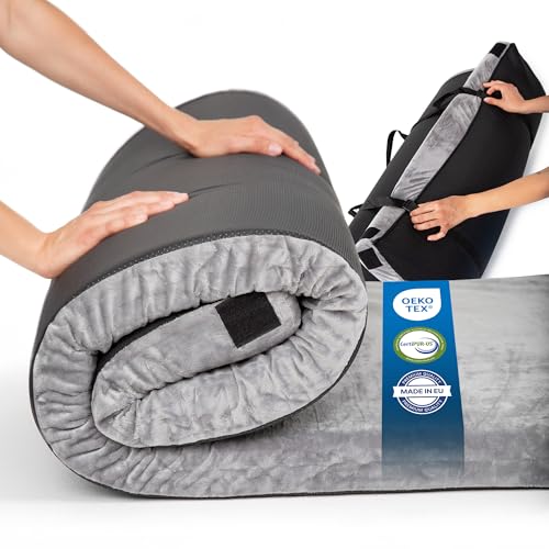 Schlafmatratze klappbar – Komfortable Bodenmatratze mit Memory Schaum, ideal als Campingmatratze, Gästebett klappbar oder Faltbare Matratze für Zelt & Outdoor-Abenteuer Schlafmatratze klappbar – Komfortable Bodenmatratze mit Memory Schaum, ideal als Campingmatratze, Gästebett klappbar oder Faltbare Matratze für Zelt & Outdoor-Abenteuer von MKS