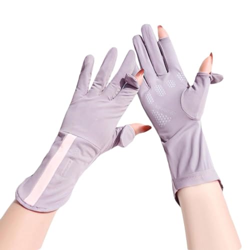 MLEHN 1 x Sommer-Sonnenschutz-Handschuhe für Damen, dünne Eisseide, UV-Tau, Fingerschutz, Handschuhe, Reiten, Fahren von MLEHN