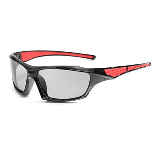MLQLCKYH Photochrome Sonnenbrille Herren Fahrradbrille Fahrradsonnenbrille Chameleon Fahrradbrille Polarisierte Brille Sonnenbrille für Herren-Schwarz Rot (Schwarz Rot) von MLQLCKYH