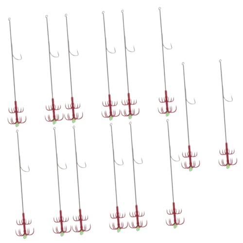 Stück Doppel-Regenschirmhaken, doppelschichtiger Tintenfischhaken, Angelbeißhaken, Angelhaken mit Widerhaken, Angelhaken fürpelschichtiger Edelstahl, rot (rot x 7 Stück, 13 x 2 x 2 cm x 7 Stück) von MLQLCKYH