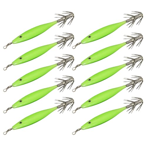 10 Stücke Tintenfisch Haken Angelköder Garnelen Köder Köder Tintenfisch Jigs 3 6g Glow Jigs Haken Fluoreszierende Tintenfisch Jigs Harte Köder von MLWSKERTY