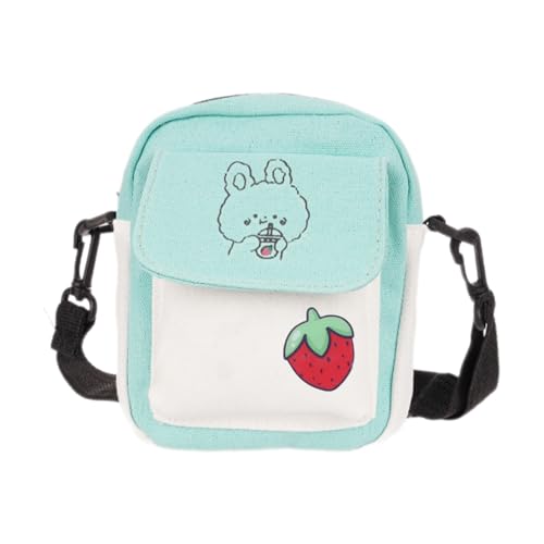 Frauen Tasche Kleine Schulter Tasche Einfache Umhängetasche Cartoon Kaninchen Gedruckt Umhängetasche Leinwand Handy Tasche Zum Einkaufen von MLWSKERTY