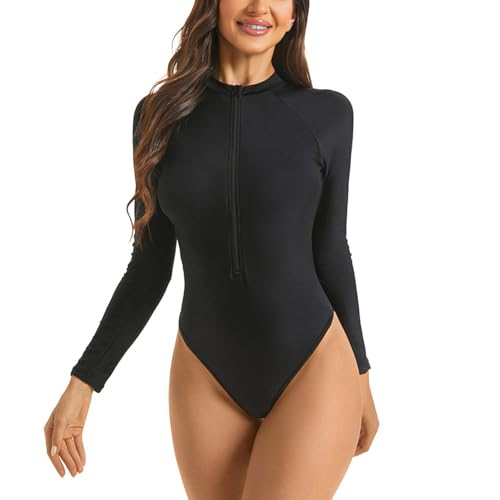 MLWSKERTY 1 Stück Tankini Badeanzüge Für Frauen Mädchen Rückenfreier Wettbewerbsanzug Langarmer Badebekleidung Strandbekleidung von MLWSKERTY