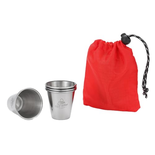 MLWSKERTY 80 Ml Edelstahl Wasserbecher Outdoor Stapelbare Camping Kaffeetassen Tasche von MLWSKERTY