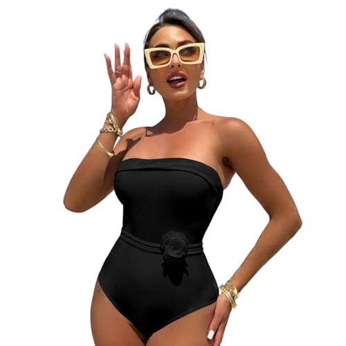 MLWSKERTY Frauen Einfarbig Badeanzug 1 Stück Bademode Push Up Schwimmen Anzug 3D Badeanzug Für Beachwears von MLWSKERTY