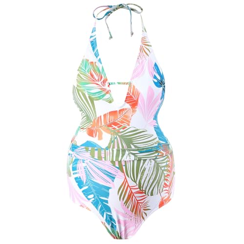 MLWSKERTY Gepolsterter Push Up Monokini Badeanzug Für Schwangere Badeanzug Mit Bauchkontrolle von MLWSKERTY