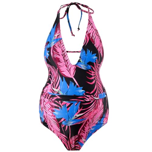 MLWSKERTY Gepolsterter Push Up Monokini Badeanzug Für Schwangere Badeanzug Mit Bauchkontrolle von MLWSKERTY