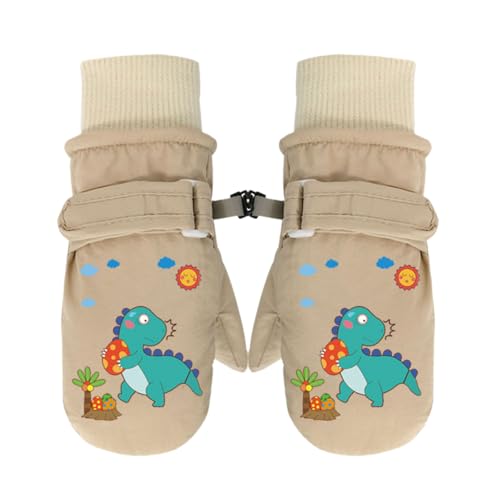 MLWSKERTY Thermohandschuhe Mit Aufdruck Cartoon Dinosaurier Handschuhe Warme Schneehandschuhe Verdickte Winter Fäustlinge Skaten Reiten Vollfinger Handschuhe von MLWSKERTY