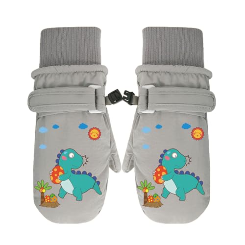 MLWSKERTY Thermohandschuhe Mit Aufdruck Cartoon Dinosaurier Handschuhe Warme Schneehandschuhe Verdickte Winter Fäustlinge Skaten Reiten Vollfinger Handschuhe von MLWSKERTY