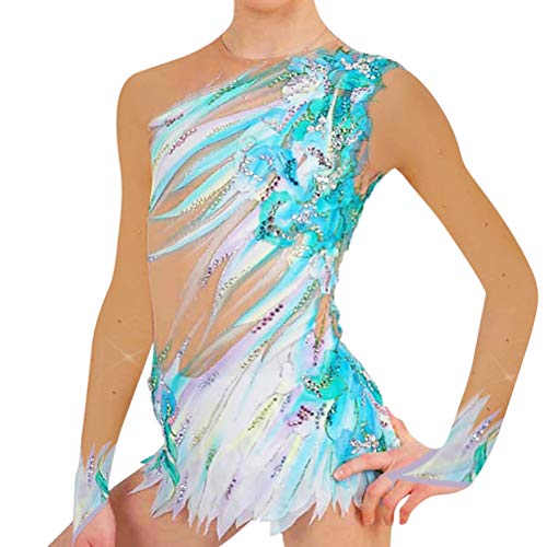 MLYYX Kunstturnanzüge Für Mädchen Klassisches Eiskunstlauf Wettkampf Kostüm Handgefertigtes Kleid Für Rhythmische Sportgymnastik Sportbekleidung Für Damen,A,M von MLYYX