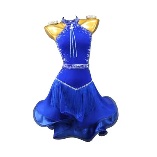 MLYYX Neckholder Kleid Für Lateinamerikanische Tänze Für Damen Ärmellose Tango Salsa Performance Tanzbekleidung Quasten Ballsaal Kostüme Flamenco Cha Cha Trainingskleider Mit Nacktem Rücken,C,L von MLYYX