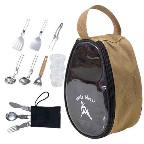 MLqkpwy Camping-Küchenset, Camping-Utensilien-Set | 11-teiliges BBQ-Camping-Set, Schüsseln und Gabeln, Geschirr-Set | Outdoor-Klapp-Organizer-Tasche, Camping-Zubehör, Kochgeschirr-Set für Picknick von MLqkpwy