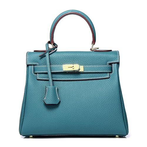 Henkeltaschen für Damen, vielseitige Clutch aus echtem Leder, Umhängetasche, Klassisch-Handtasche (M,Blue-a) von MMBYTI