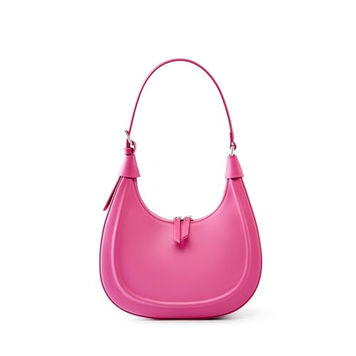 MMBYTI Halbmondtasche aus echtem Leder für Damen, vielseitige Clutch, Umhängetasche, Klassisch-Handtasche, Achseltasche (One Size,Pink) von MMBYTI