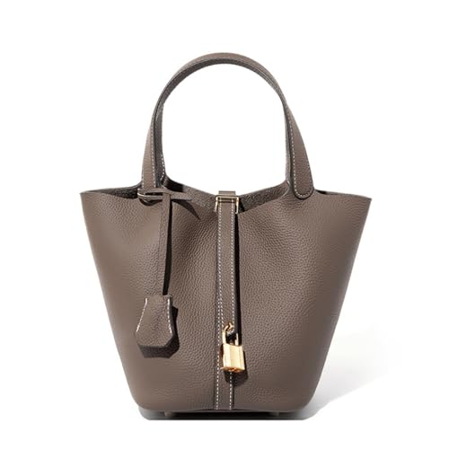 MMBYTI Top Griff Taschen für Frauen Große Kapazität Eimer Tasche, Echtleder Klassisch Handtaschen Leichte Crossbody Taschen (One Size,Elephant Grey) von MMBYTI