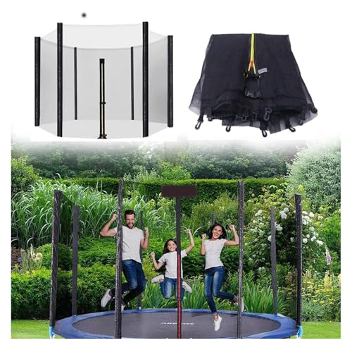 MMDXDLX Trampolin Ersatznetz Trampolin-Ersatz-Sicherheitsnetz for 6 Fuß/8 Fuß/10 Fuß/12 Fuß runde Rahmentrampoline, atmungsaktiv und wetterbeständig, nur Netz(10ft-6 Poles) von MMDXDLX