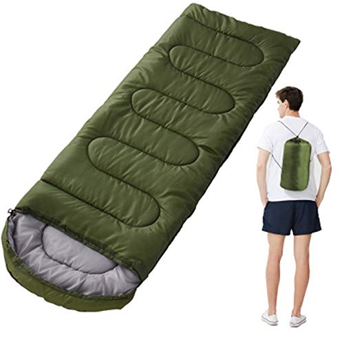 MMIAOO Einzel-Schlafsack für Erwachsene, Outdoor-Schlafsack – verdickter, warmer, tragbarer Camping-Schlafsack, rechteckiger Schlafsack mit Reißverschluss-Tragetasche (Armeegrün) von MMIAOO