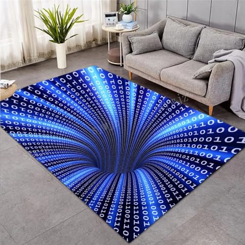 MMRTDJDR 3D-Wohnzimmerteppich, bedruckter Teppich mit Wirbel-Illusions-Geometrie, weiche, Bequeme, rutschfeste, rechteckige Bodenmatte für Esszimmer, Schlafzimmer, Heimdekoration, 100 x 200 cm / von MMRTDJDR