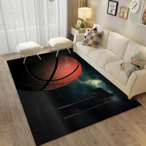 MMRTDJDR 3D-gedruckte Matte, Rutschfester Teppich, Heimdekoration, Bedruckt, Schlafzimmer, Rutschfester Bodenteppich – Basketball 100 x 150 cm/39,37 x 59,05 Zoll – weiches Polyester, leicht zu von MMRTDJDR