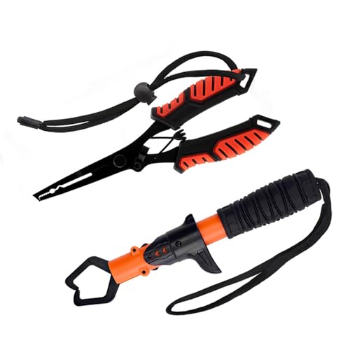 MMRTDJDR Fischhalter Angelzange Edelstahl Fischlippenhalter mit Griff Lanyard Mutifunction Line Cutter Hakenentferner von MMRTDJDR