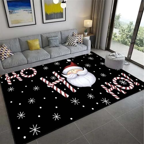 MMRTDJDR Frohe Weihnachten Santa Cartoon 3D-gedruckte Matte Teppiche Rutschfester Teppich Heimdekoration Druck Schlafzimmer Rutschfester Bodenteppich 200 x 300 cm – Polyester, weich, leicht zu von MMRTDJDR