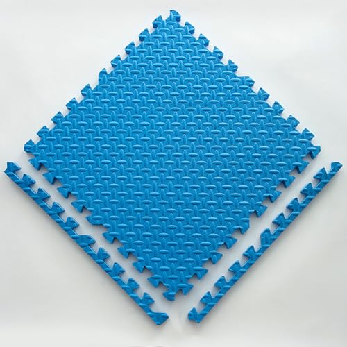 MMRTDJDR Ineinandergreifende Bodenfliesen, 5-teilig, ungiftig, Puzzle-Spielmatte, Trainingsmatte für Kleinkinder, 30 x 30 cm, quadratische EVA-Schaum-Spielmatte, Bodenschutzfliesen (blau, 2,5 cm dick) von MMRTDJDR