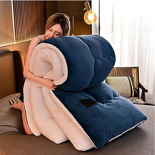 MMRTDJDR Lammkaschmirdeckel warm warm Lamm Quilt Winterdecke doppelseitige Samtquilt verdickter Warmer Winter, Bettwäsche Fleece-Quilts für Heimschlafzimmer, Blau, 180x220 cm von MMRTDJDR