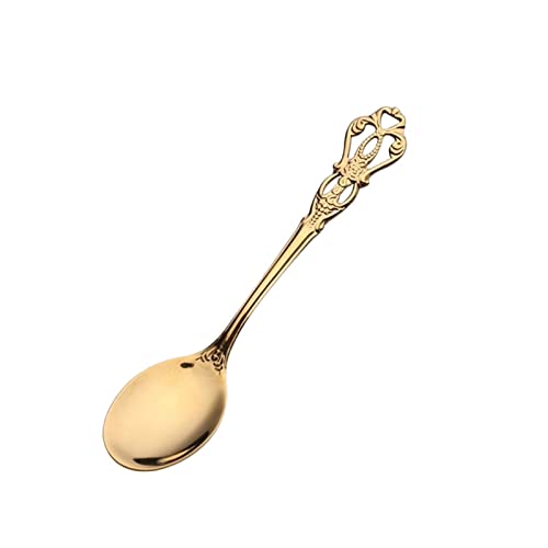 MMRTDJDR Löffel Löffel Löffel und Gabel Set Edelstahl Luxusgeschirr Ice Nachmittag Tee Küche Dessertgeschirr Silberwaren Geschenk (Gold) von MMRTDJDR