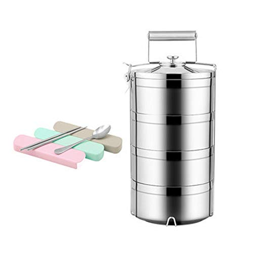 MMRTDJDR - Lunchbox mit Besteck, BPA-frei, stapelbar, tragbare Bento-Lunchbox aus Edelstahl mit Griff, 1,8 l (Größe: 2,4 l) von MMRTDJDR