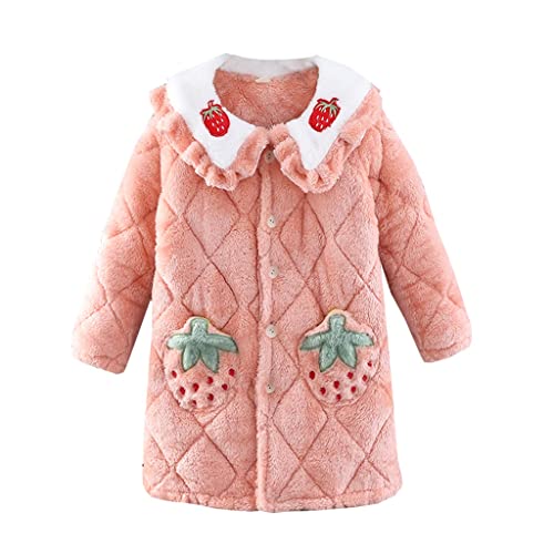 MMRTDJDR Mädchen-Fleece-Bademantel, Morgenmantel für Mädchen, super weich und gemütlich, weicher, Warmer Langer Plüschmantel mit Taschen (Farbe: Rosa, Größe: 15–16) von MMRTDJDR