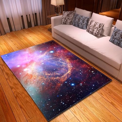 MMRTDJDR Mädchen-Schlafzimmer-Teppiche, 3D-Gedruckter Universum-Galaxie-Weltraum-Teppich, mädchenhafter Raumboden, dekorative große Teppiche, Cartoon-Kinderzimmer, Spielkriechmatte, von MMRTDJDR