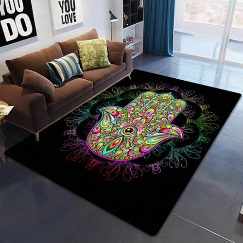 MMRTDJDR Religion Zen Faith Vintage Floral Palm Print 3D-Druck großer Teppich Wohnzimmerbereich Teppich weicher Flanell Jungenzimmer Geschenkteppich Kissenteppich 100 x 200 cm / 39,37" x von MMRTDJDR