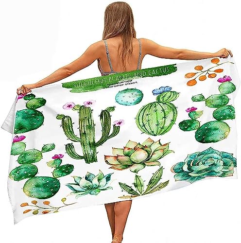 MMRTDJDR Strandtuch mit Pflanzenkaktus-3D-Druck, 80 x 160 cm, super saugfähiges Badetuch, schnell trocknend, leichtes Handtuch für Strand, Yoga, Reisen, Schwimmen, Camping, Urlaub, für Camping, von MMRTDJDR