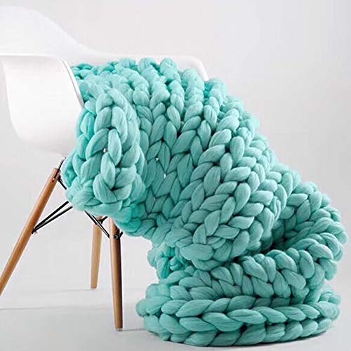 MMRTDJDR Strickdecke Stricküberwurf Grobstrickdecke Grobstricküberwurf Grobstricküberwurf Dicke Decke Gestrickte Überwürfe für Betten Gestrickte Überwurfdecke 100X150, hellgrün von MMRTDJDR