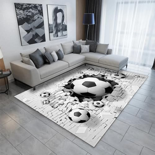 MMRTDJDR Teppich 3D-Fußball-Basketball-Baseball-Fußball, weicher Flanellteppich für Wohnzimmer-Schlafzimmer-Dekoration, Bodenmatte für Kinderzimmer, Küche, Flur, Esszimmer, 200 x 300 cm / 78,74" von MMRTDJDR