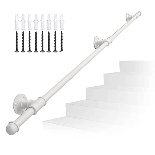 MMRTDJDR Treppenhandlauf Handläufe für Treppen Baluster Treppenhandläufe Lofts Barstufen Treppenhandläufe Sicherheit Rutschfestes Treppengeländer Weißes Metall/9,2 Fuß/280 cm von MMRTDJDR