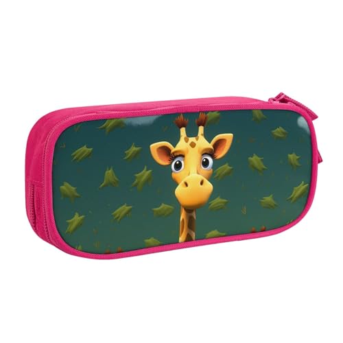 Cartoon Giraffe Federmäppchen Reißverschluss Glatt Federmäppchen Tragbare Federmäppchen Große Schule Schreibwaren Aufbewahrungstasche Make-up Tasche, rose, Einheitsgröße, Kosmetikkoffer von MMSJSBVY