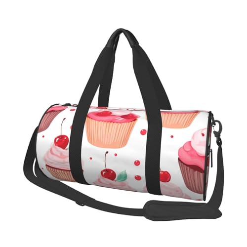 Delphin On Coral runde Reisetasche, große Kapazität, langlebig, Handgepäcktasche für Urlaub, Fitnessstudio, kurze Reisen, cupcake, Einheitsgröße von MMSJSBVY