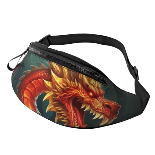 Dragon King in Fire Bauchtasche für Herren und Damen, verstellbare Umhängetasche, geeignet für Reisen, Wandern, Laufen, Drachenkönig im Feuer, Einheitsgröße Dragon King in Fire Bauchtasche für Herren und Damen, verstellbare Umhängetasche, geeignet für Reisen, Wandern, Laufen, Drachenkönig im Feuer, Einheitsgröße von MMSJSBVY