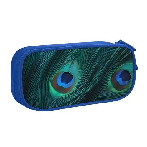 Fresh Peacock Federmäppchen, Reißverschluss Glatt Federmäppchen, Tragbare Federmäppchen Große Schule Schreibwaren Aufbewahrungstasche Make-up Tasche, blau, Einheitsgröße, Kosmetikkoffer von MMSJSBVY